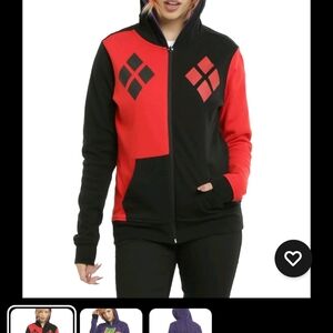 Harley Quinn Joker Red and Black Zip-Up Hoodie (2b)